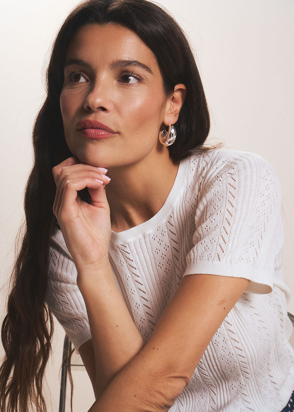 MATSALY Pull manches courtes en pointelle - 1 - Sud Express - Sud Express