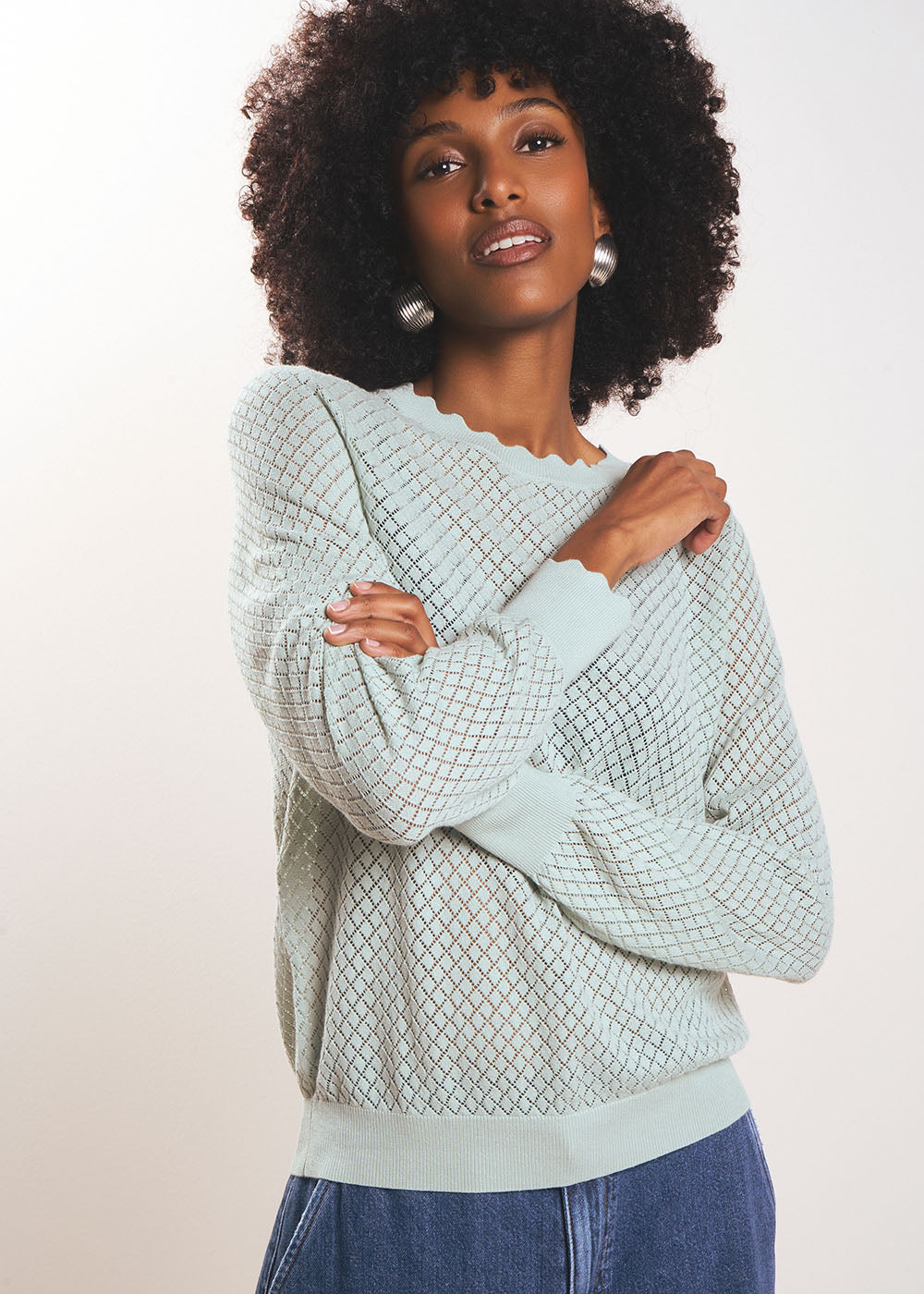 MONYME Pull col rond en coton - 1 - Sud Express - Sud Express