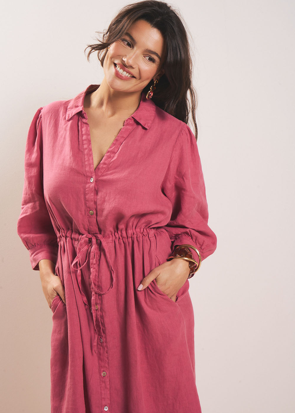 Robe longue en lin avec lien taille - Sud Express - 5 - Sud Express