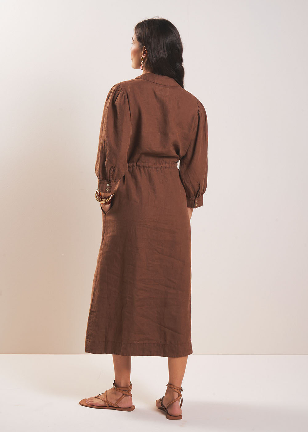 REBANE Robe longue en lin avec lien taille - 3 - Sud Express - Sud Express