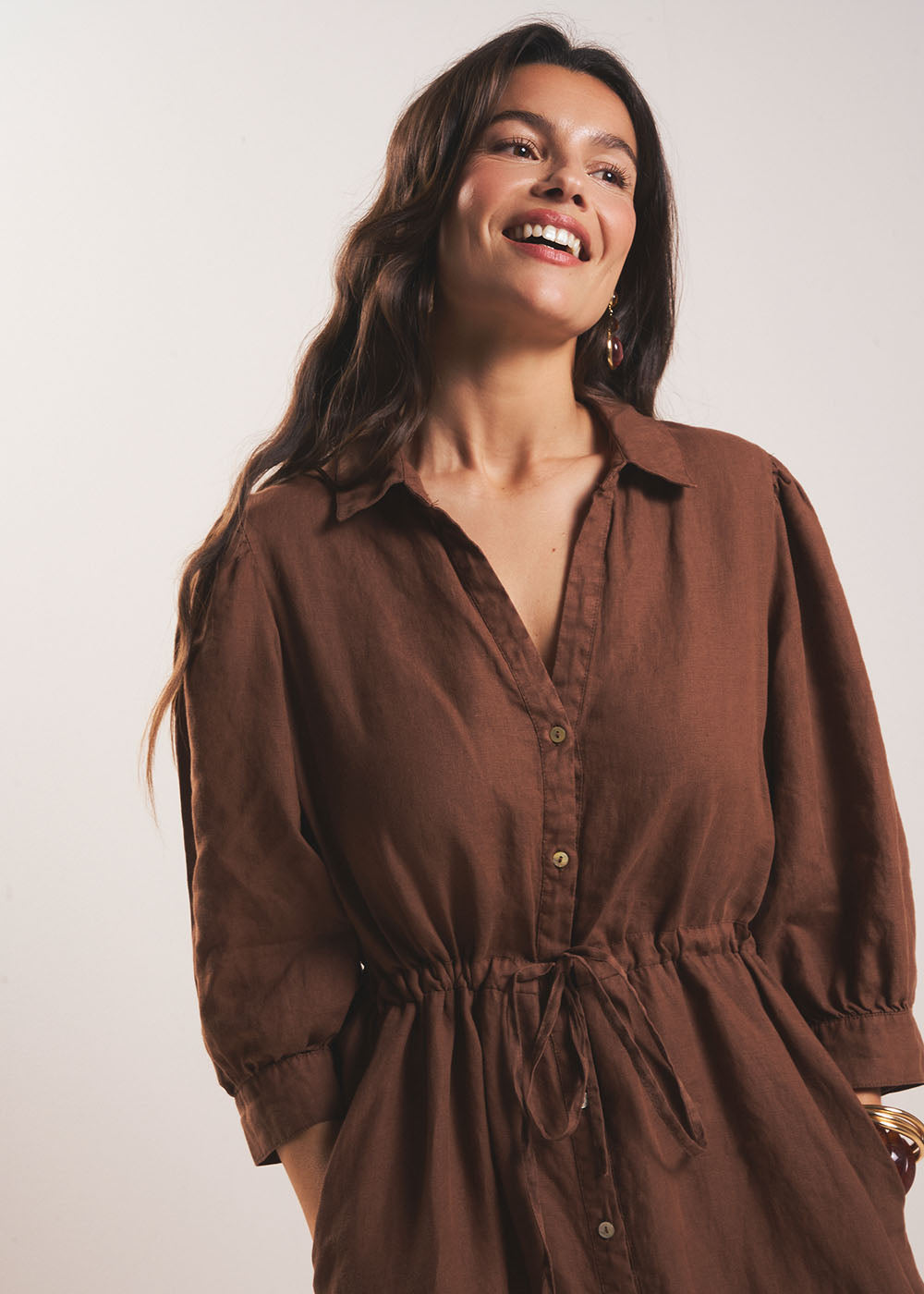 REBANE Robe longue en lin avec lien taille - 4 - Sud Express - Sud Express