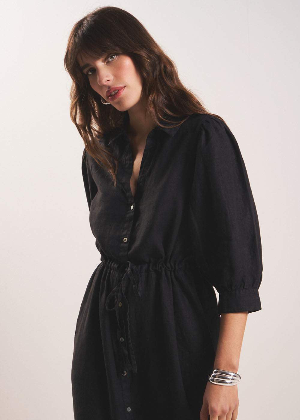 REBANE Robe longue en lin avec lien taille - 4 - Sud Express - Sud Express