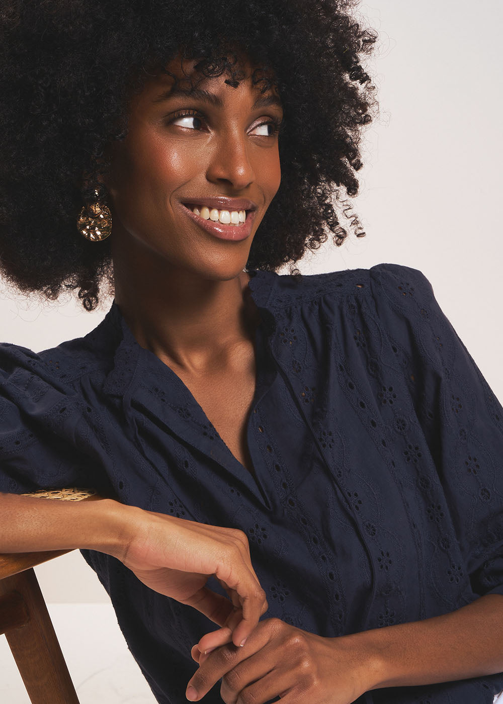 TORENZA Blouse en coton brodé à col tunisien - 2 - Sud Express - Sud Express