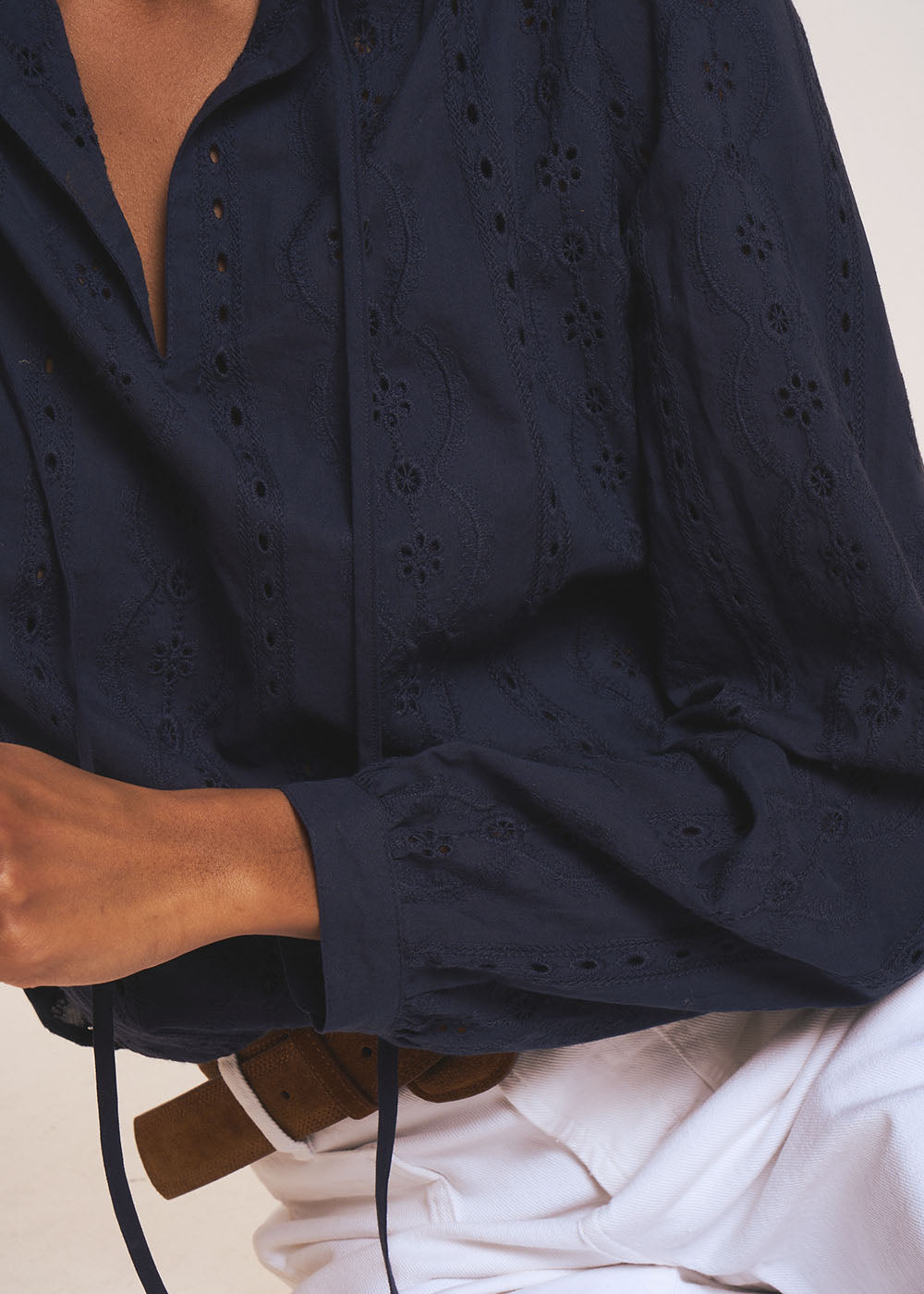 TORENZA Blouse en coton brodé à col tunisien - 4 - Sud Express - Sud Express