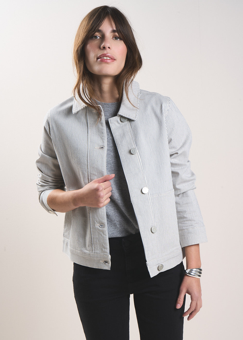 VULYSSE Blouson boxy rayé à col chemise - 1 - Sud Express - Sud Express