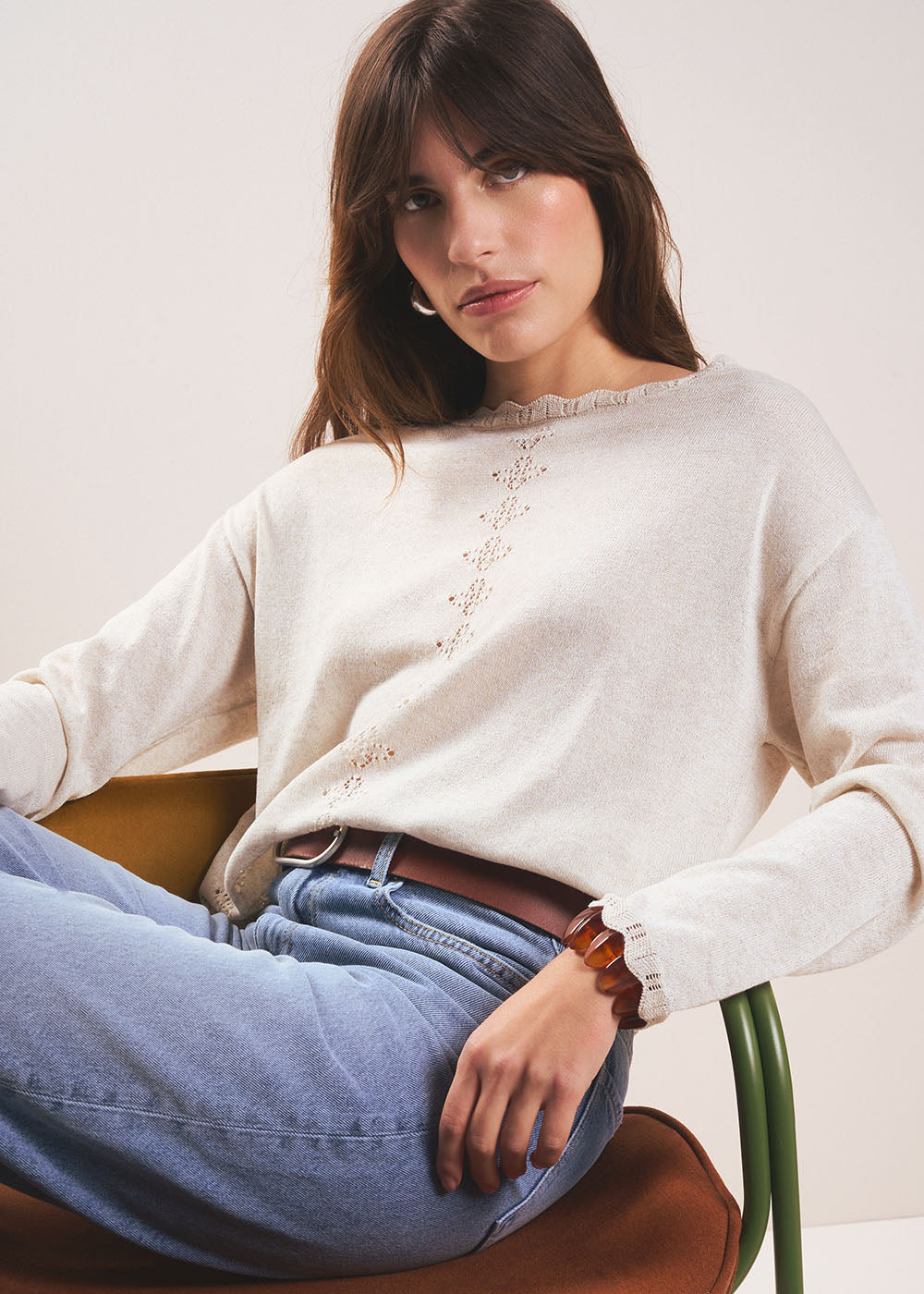 MALTICA Pull col rond avec jeu de maille - 1 - Sud Express - Sud Express