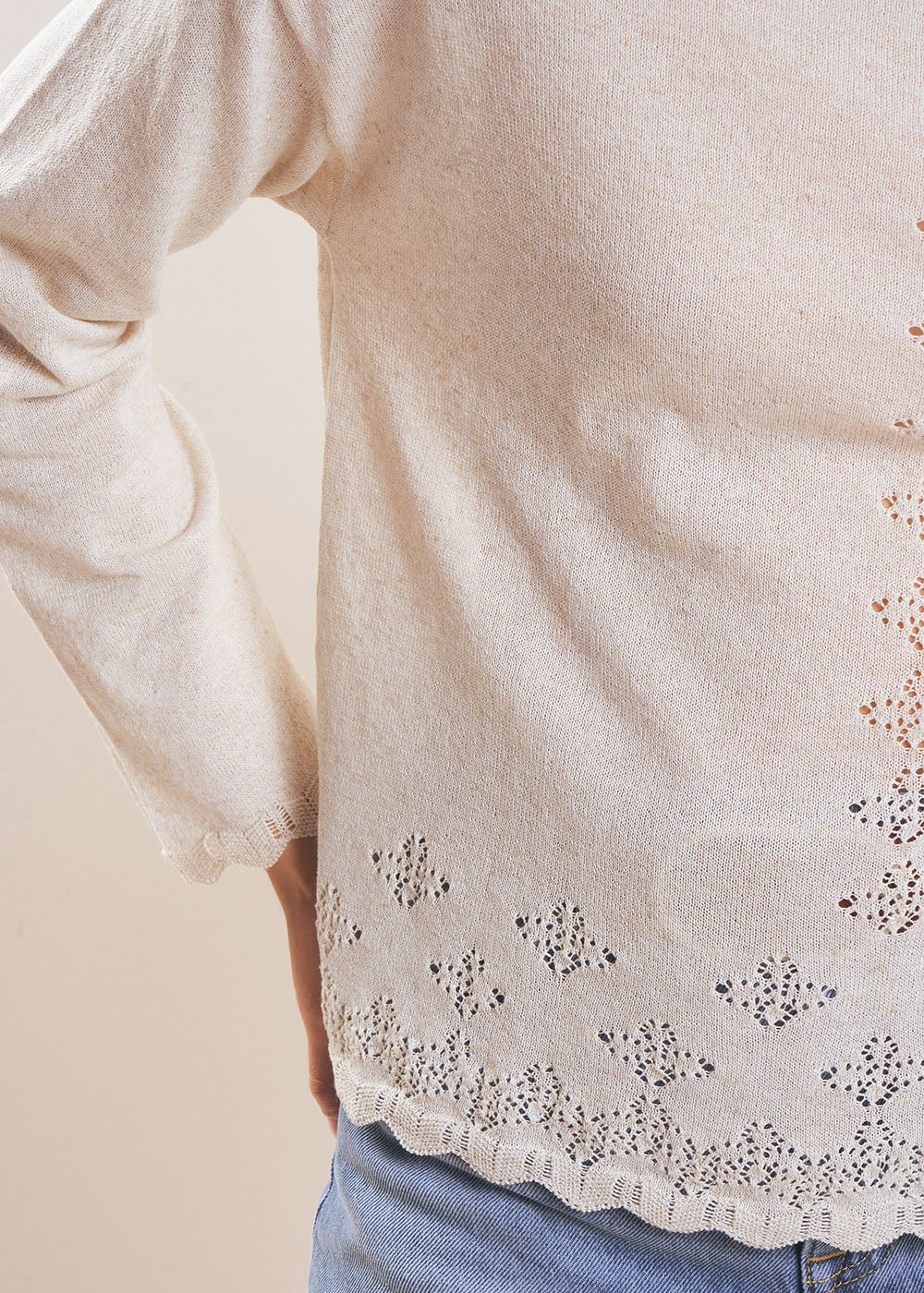 Pull col rond avec jeu de maille - Sud Express - 4 - Sud Express