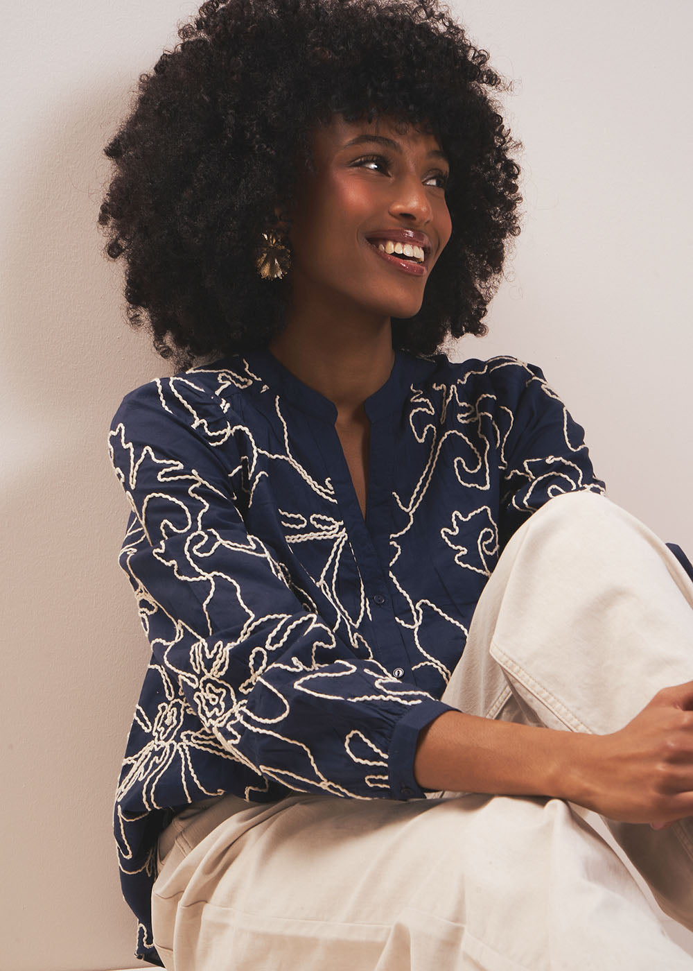 Chemise à motifs floraux et col tunisien - Sud Express - 7 - Sud Express