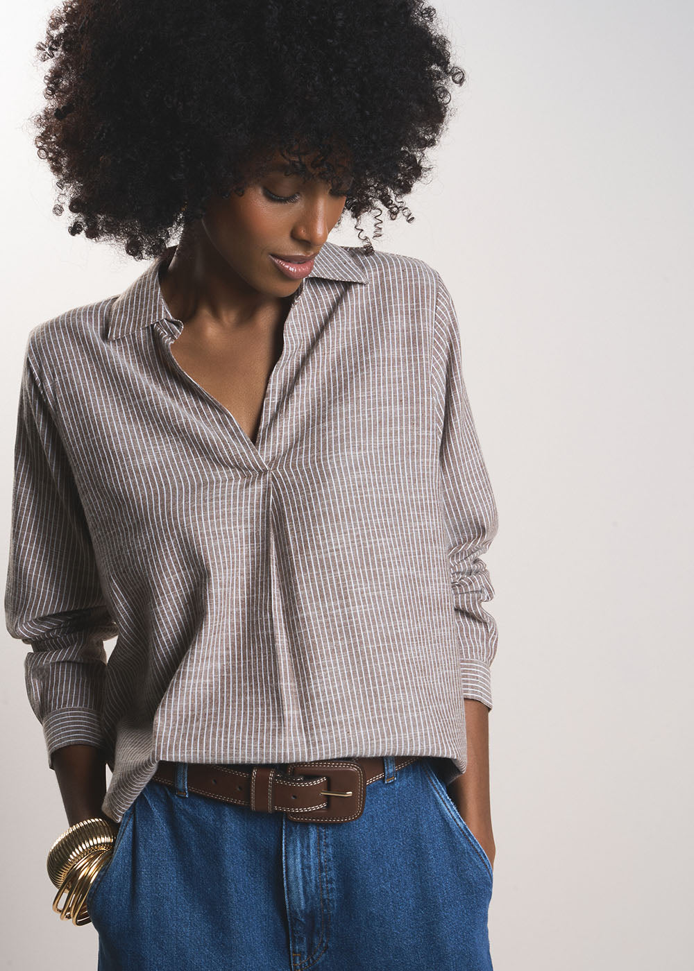 Chemise fluide à col tunisien - Sud Express - 5 - Sud Express