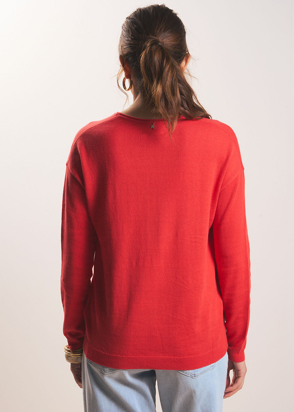 MARIANA Pull col V oversize en maille fine - 3 - Sud Express - Sud Express