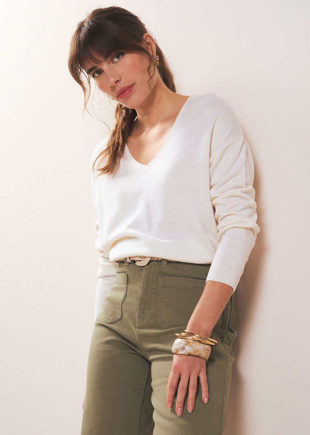 MARIANA Pull col V oversize en maille fine - 1 - Sud Express - Sud Express