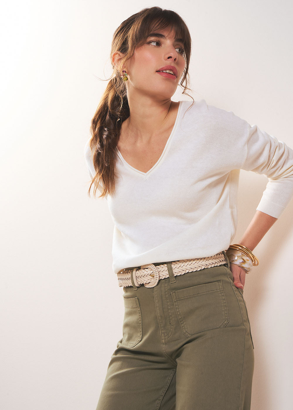 Pull col V oversize en maille fine - Sud Express - 5 - Sud Express