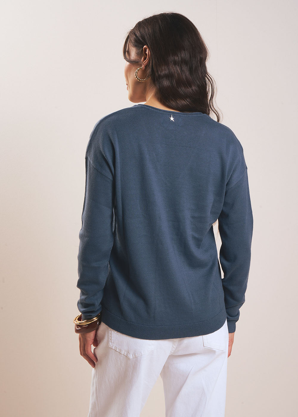 MARIANA Pull col V oversize en maille fine - 3 - Sud Express - Sud Express