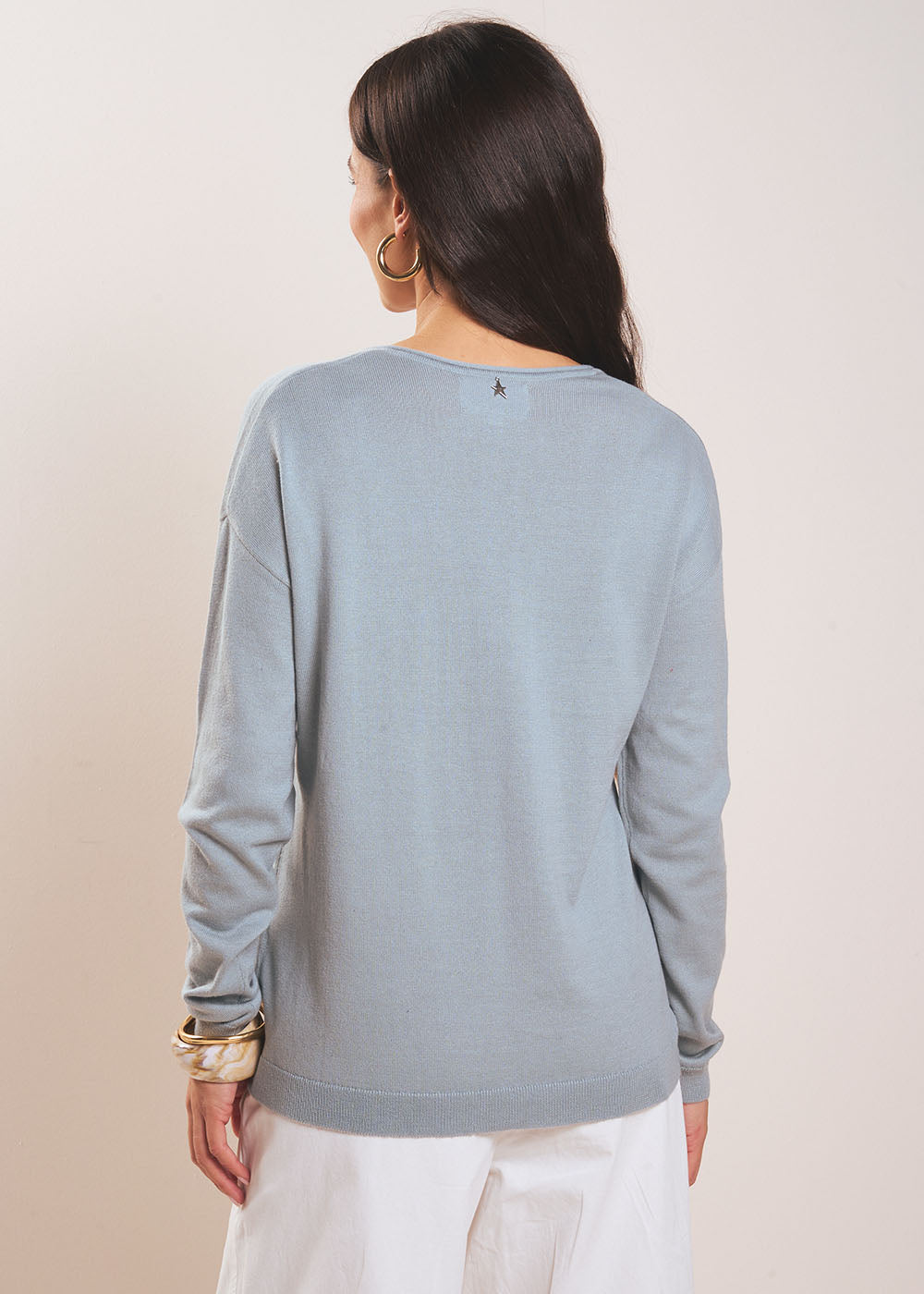 MARIANA Pull col V oversize en maille fine - 3 - Sud Express - Sud Express