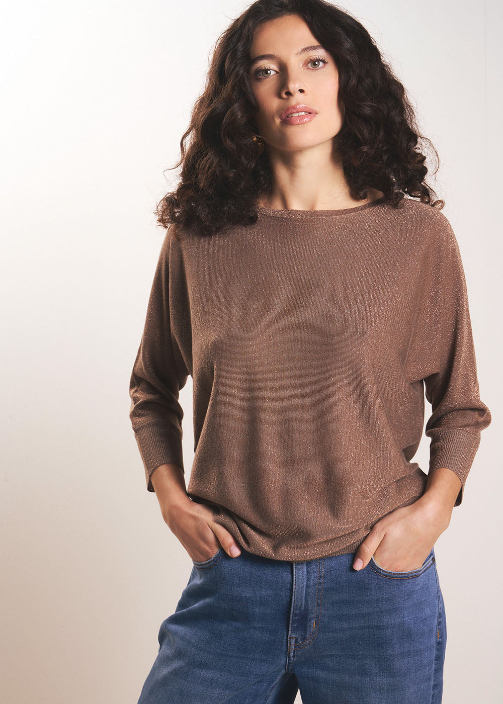 Pull col rond avec fibres métallisées - Sud Express - 5 - Sud Express