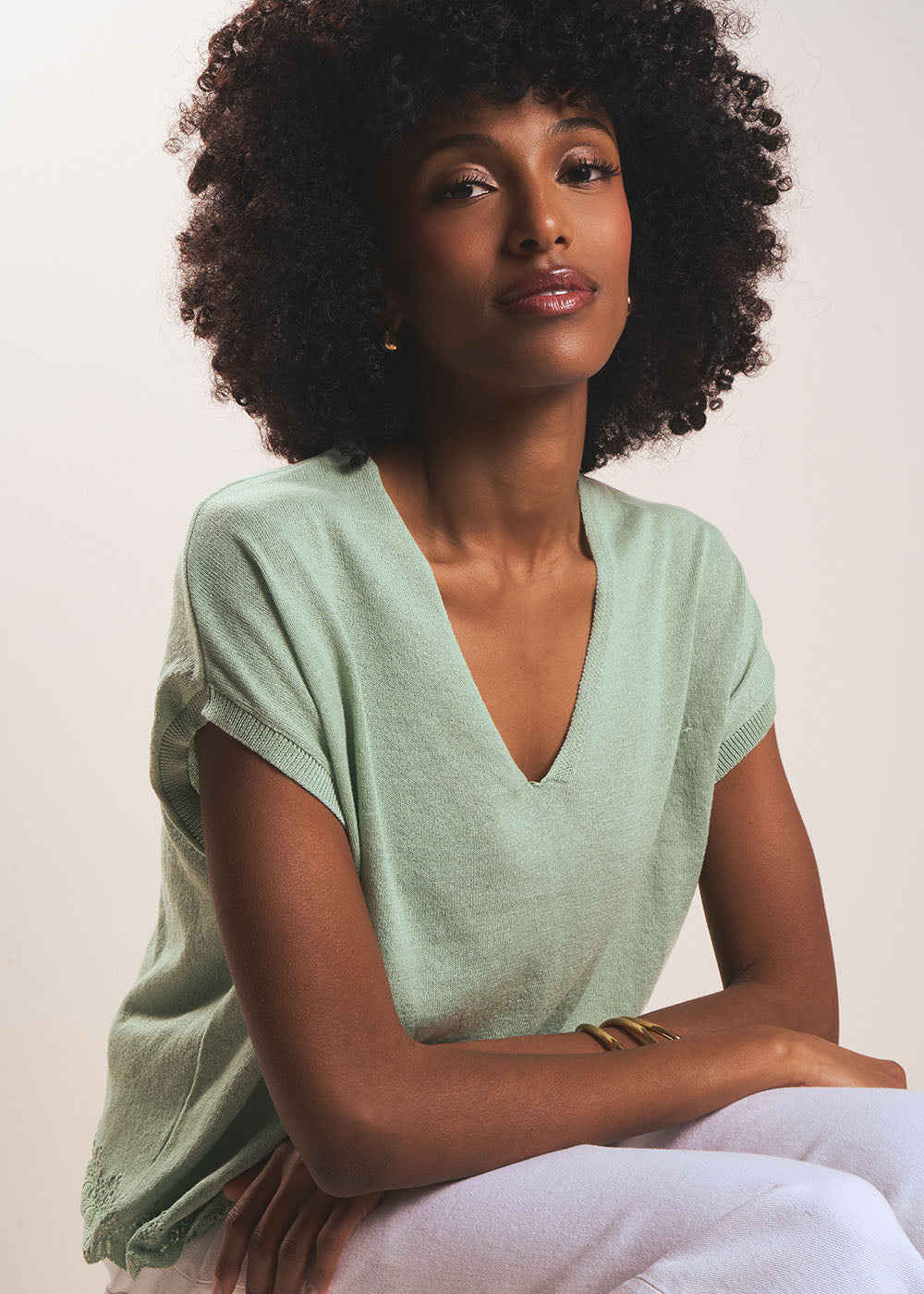 MARGARA Pull sans manches à col V - 1 - Sud Express - Sud Express