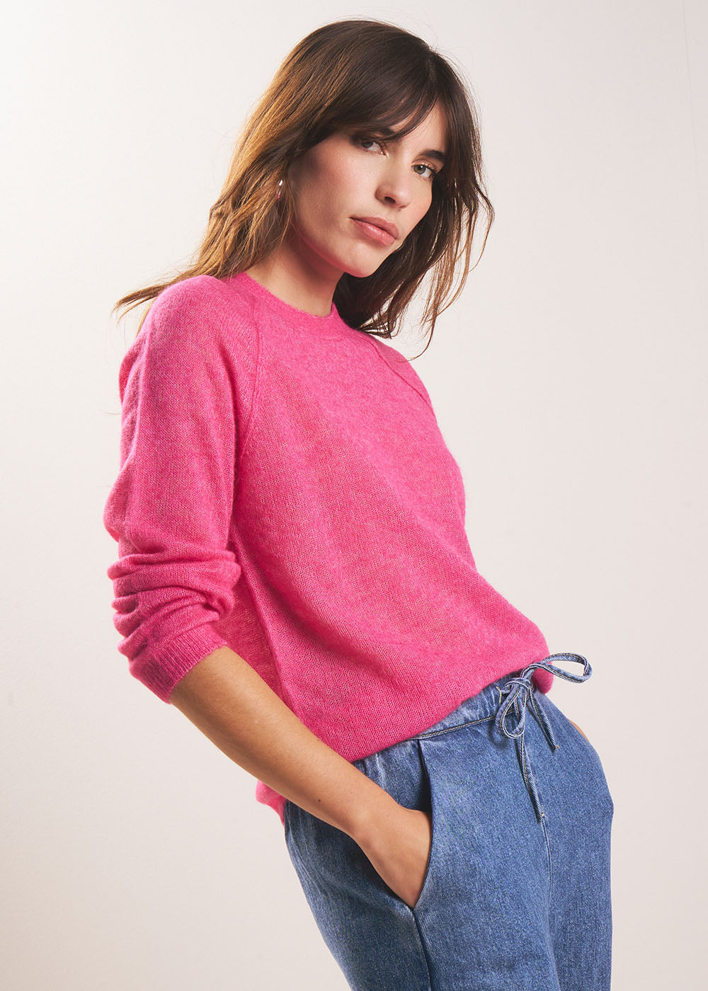 MIGUELO Pull col rond à jeu de nervures - 1 - Sud Express - Sud Express