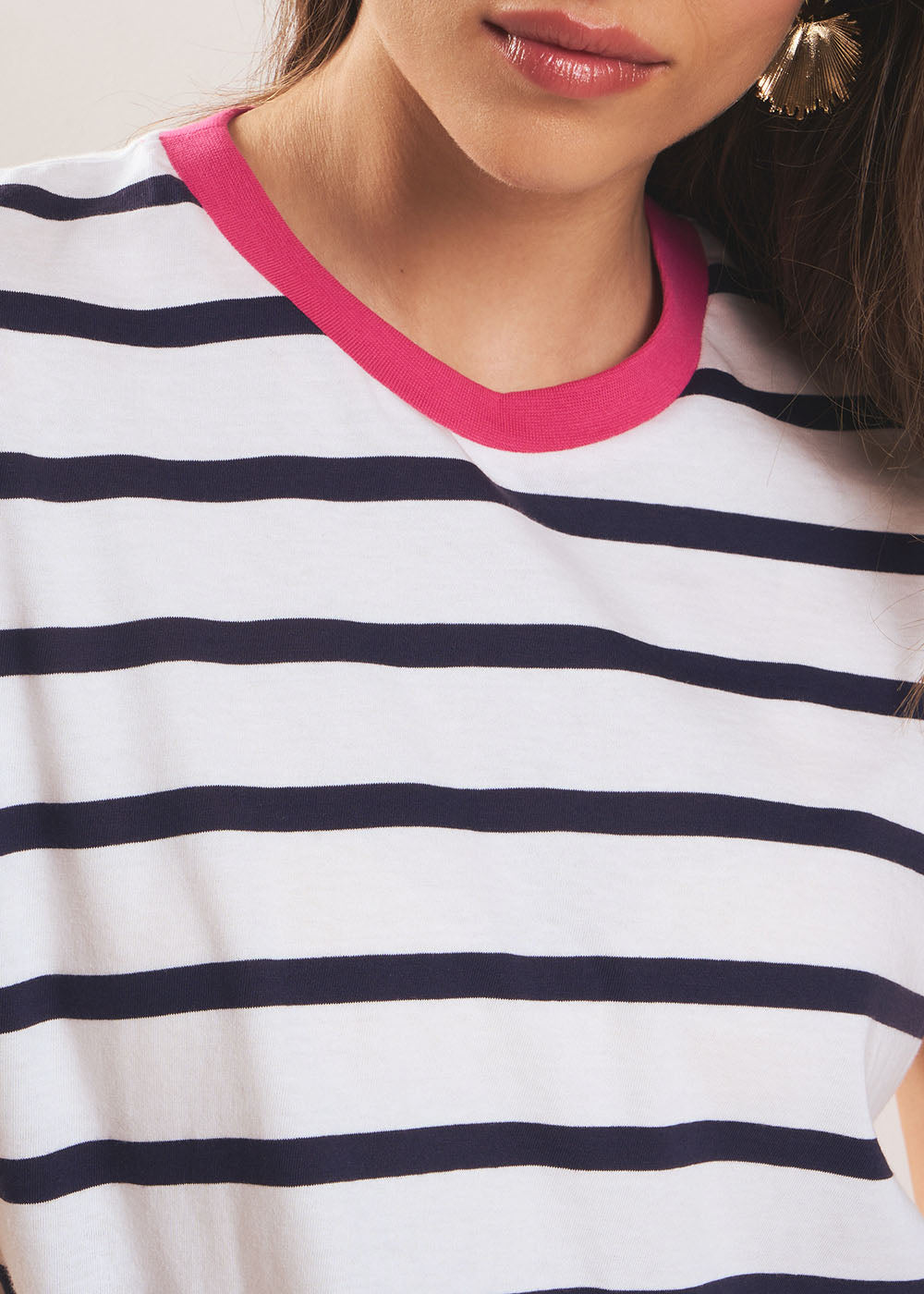 TALULY T-shirt marinière col fuchsia - 2 - Sud Express - Sud Express