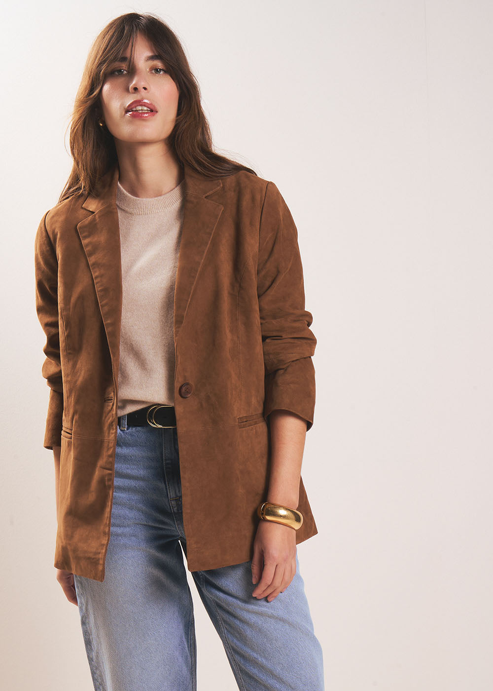 VANESSA Veste mi-longue en cuir - 1 - Sud Express - Sud Express