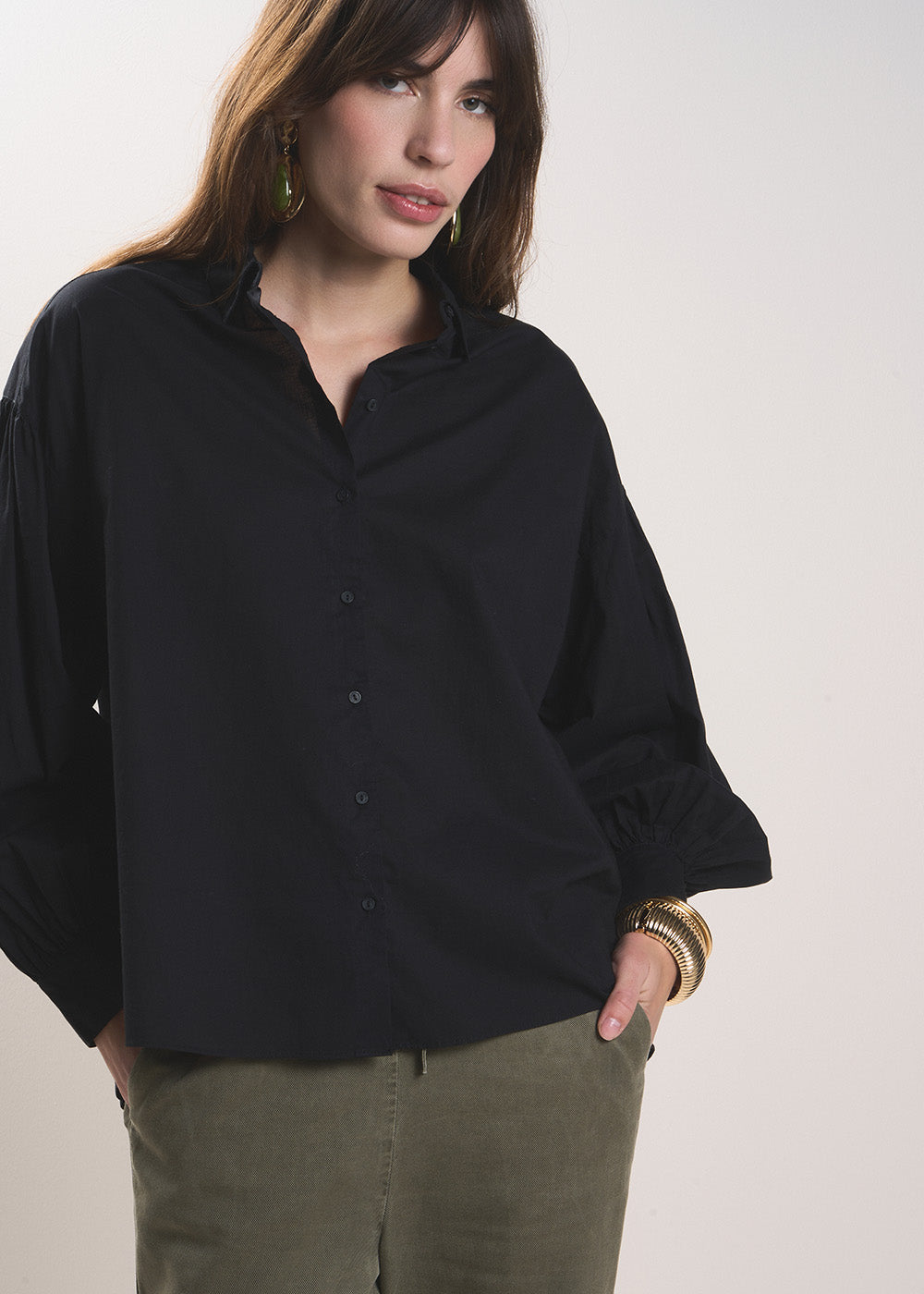 Chemisier en voile de coton à manches longues - Sud Express - 5 - Sud Express