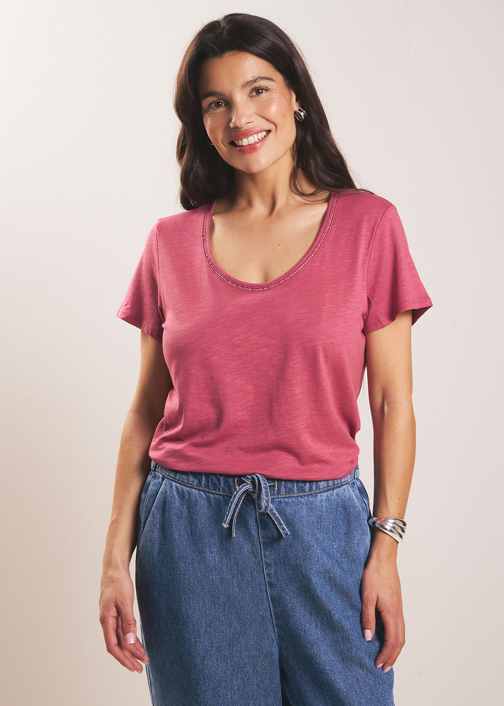 TORNADI Tee-shirt col danseuse en coton modal - 1 - Sud Express - Sud Express