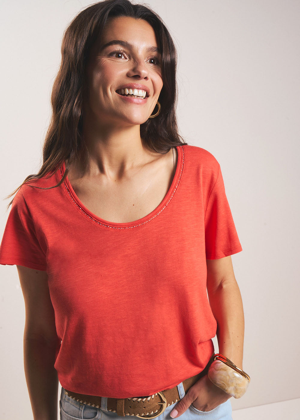 TORNADI Tee-shirt col danseuse en coton modal - 4 - Sud Express - Sud Express