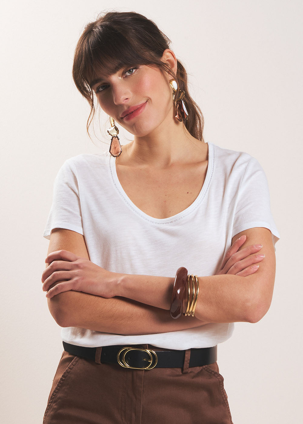 TORNADI Tee-shirt col danseuse en coton modal - 4 - Sud Express - Sud Express