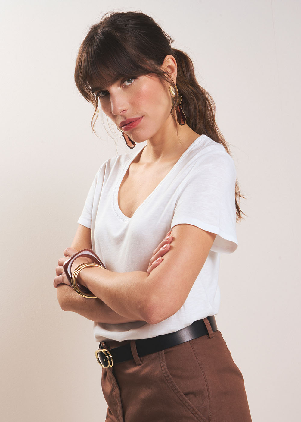 Tee-shirt col danseuse en coton modal - Sud Express - 5 - Sud Express