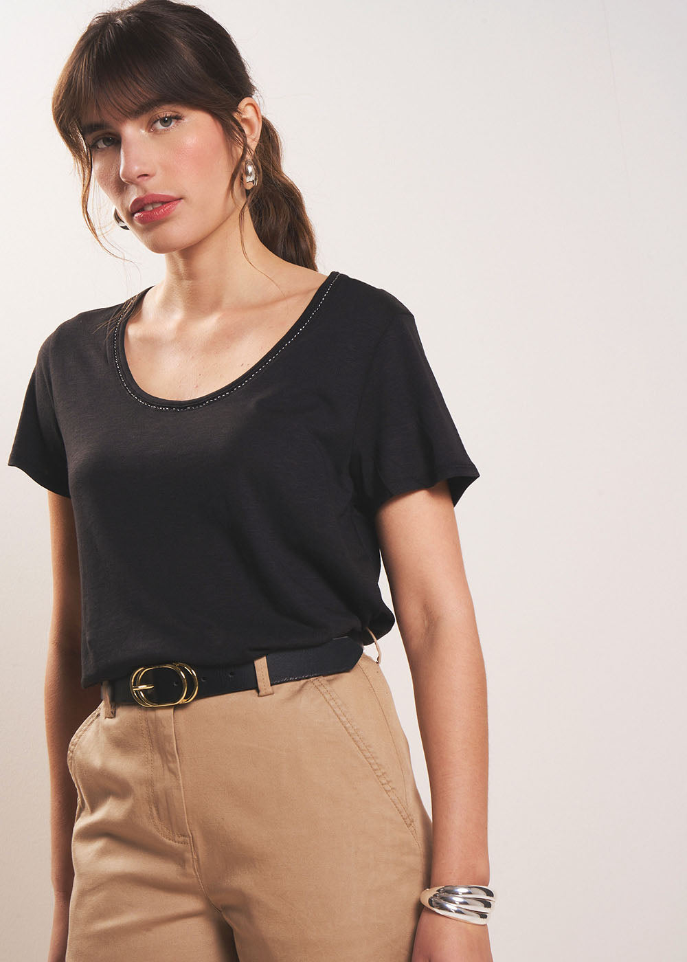 TORNADI Tee-shirt col danseuse en coton modal - 4 - Sud Express - Sud Express