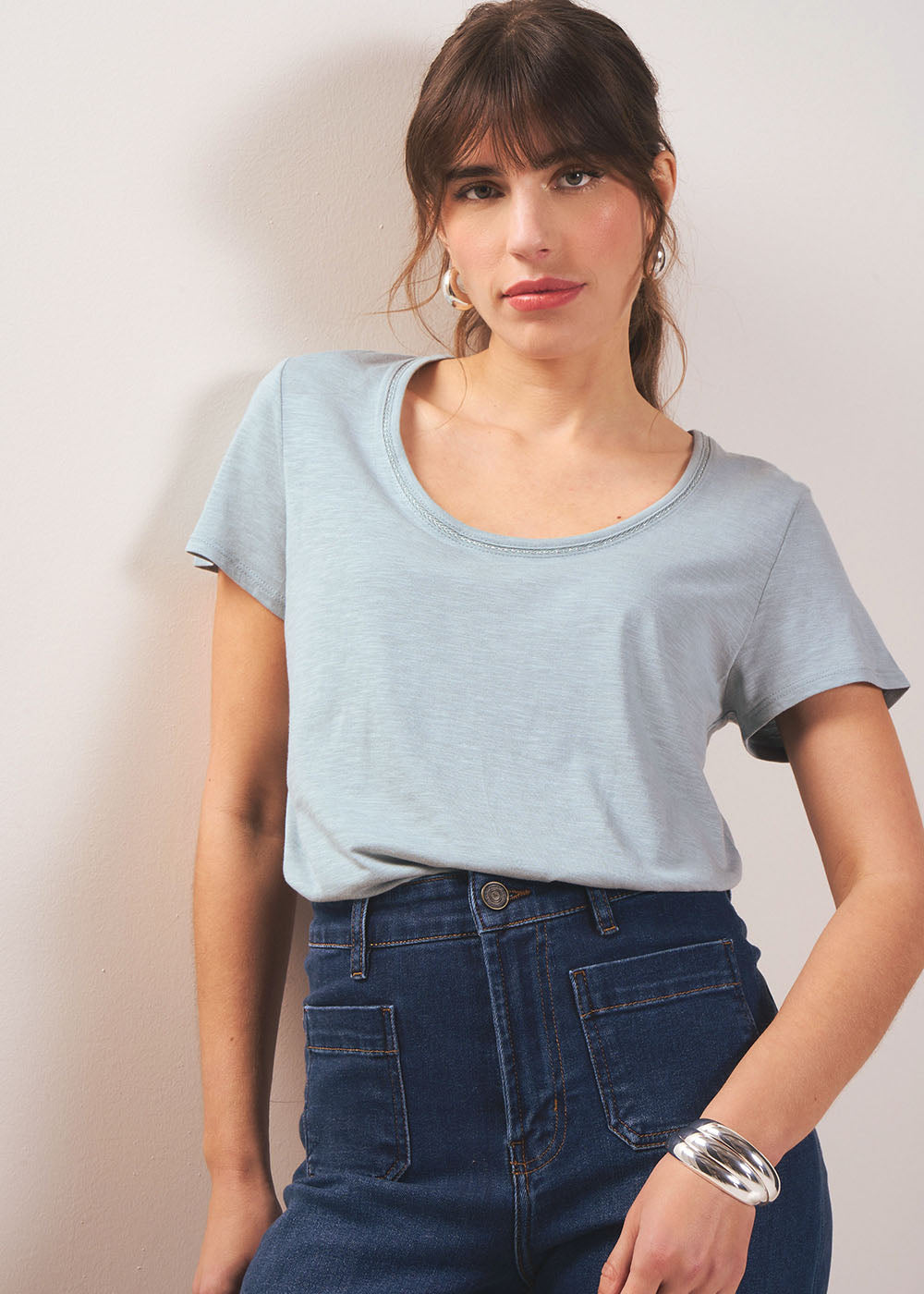 TORNADI Tee-shirt col danseuse en coton modal - 1 - Sud Express - Sud Express