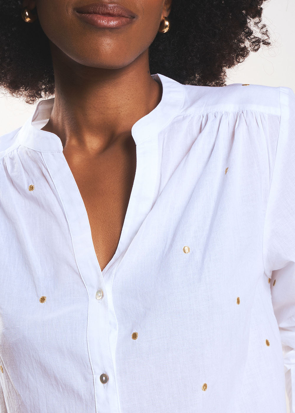 COLETA  Chemisier à pois dorés et col tunisien - 2 - Sud Express - Sud Express