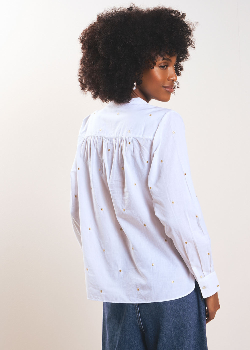 COLETA  Chemisier à pois dorés et col tunisien - 3 - Sud Express - Sud Express