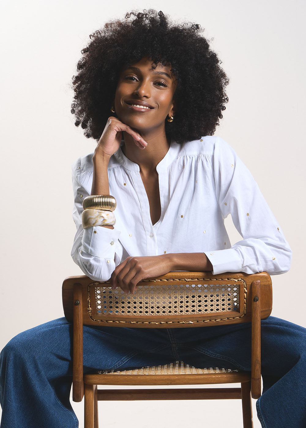 Chemisier à pois dorés et col tunisien - Sud Express - 6 - Sud Express