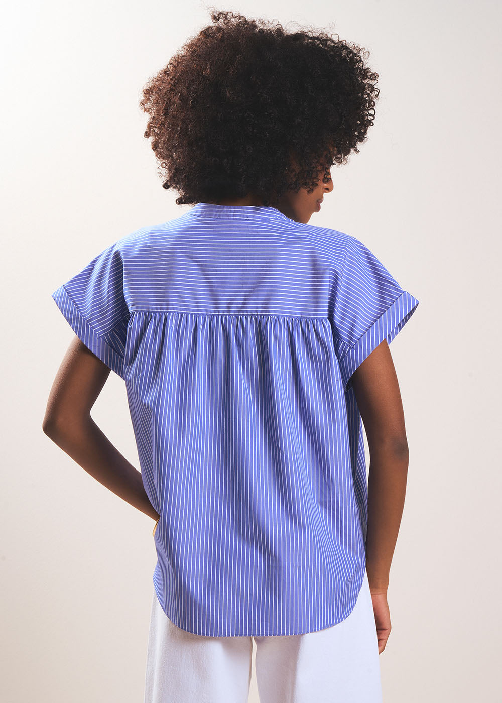 CALINY Chemise à manches courtes rayée à col mao - 3 - Sud Express - Sud Express