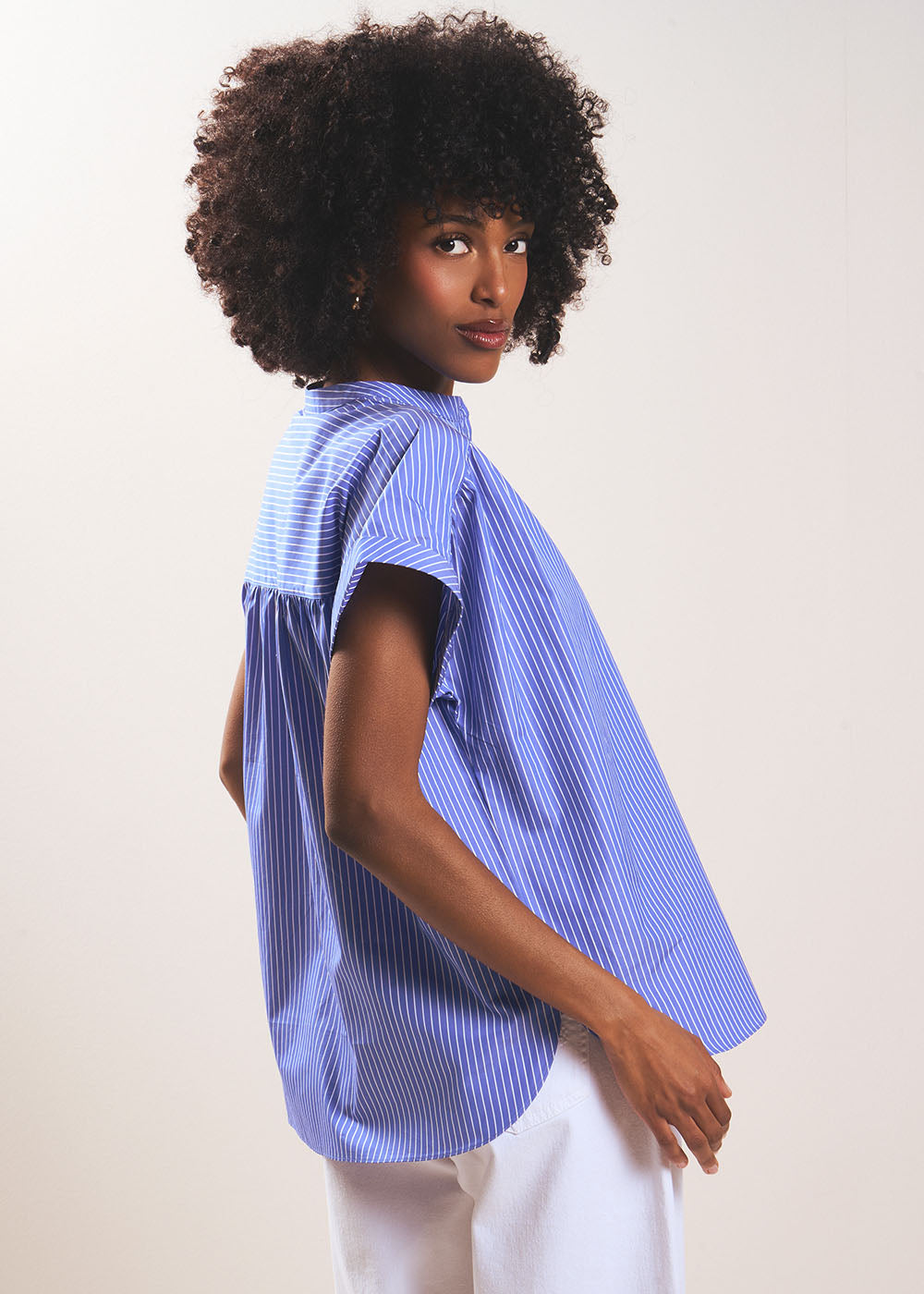 Chemise à manches courtes rayée à col mao - Sud Express - 6 - Sud Express