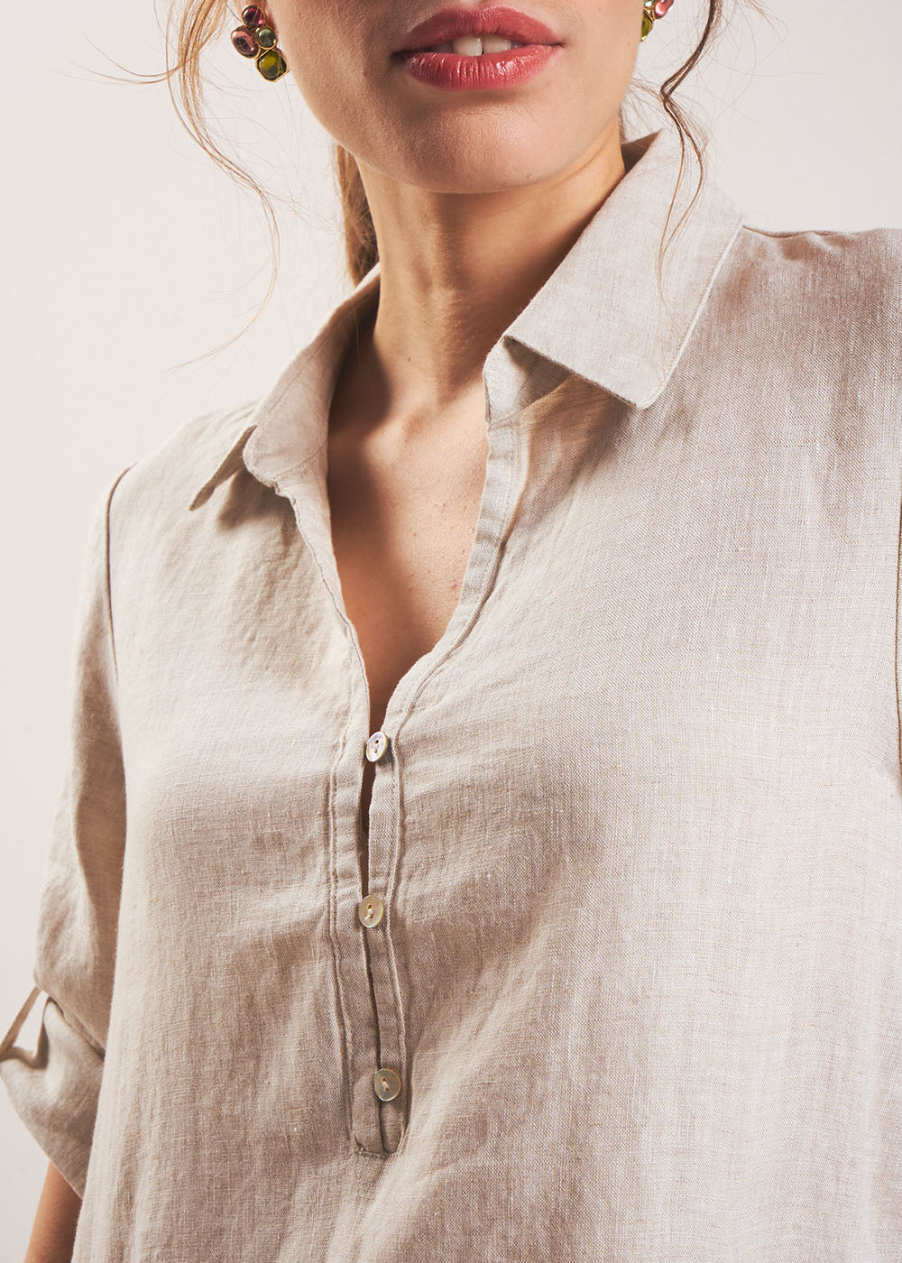 RAVILA Robe courte en lin col chemisier - 2 - Sud Express - Sud Express