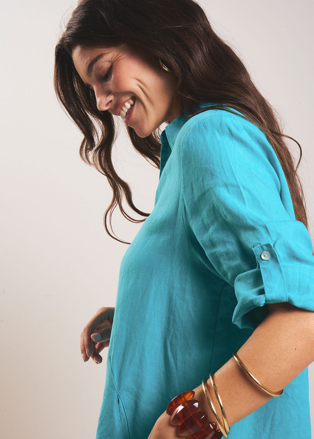 RAVILA Robe courte en lin col chemisier - 4 - Sud Express - Sud Express