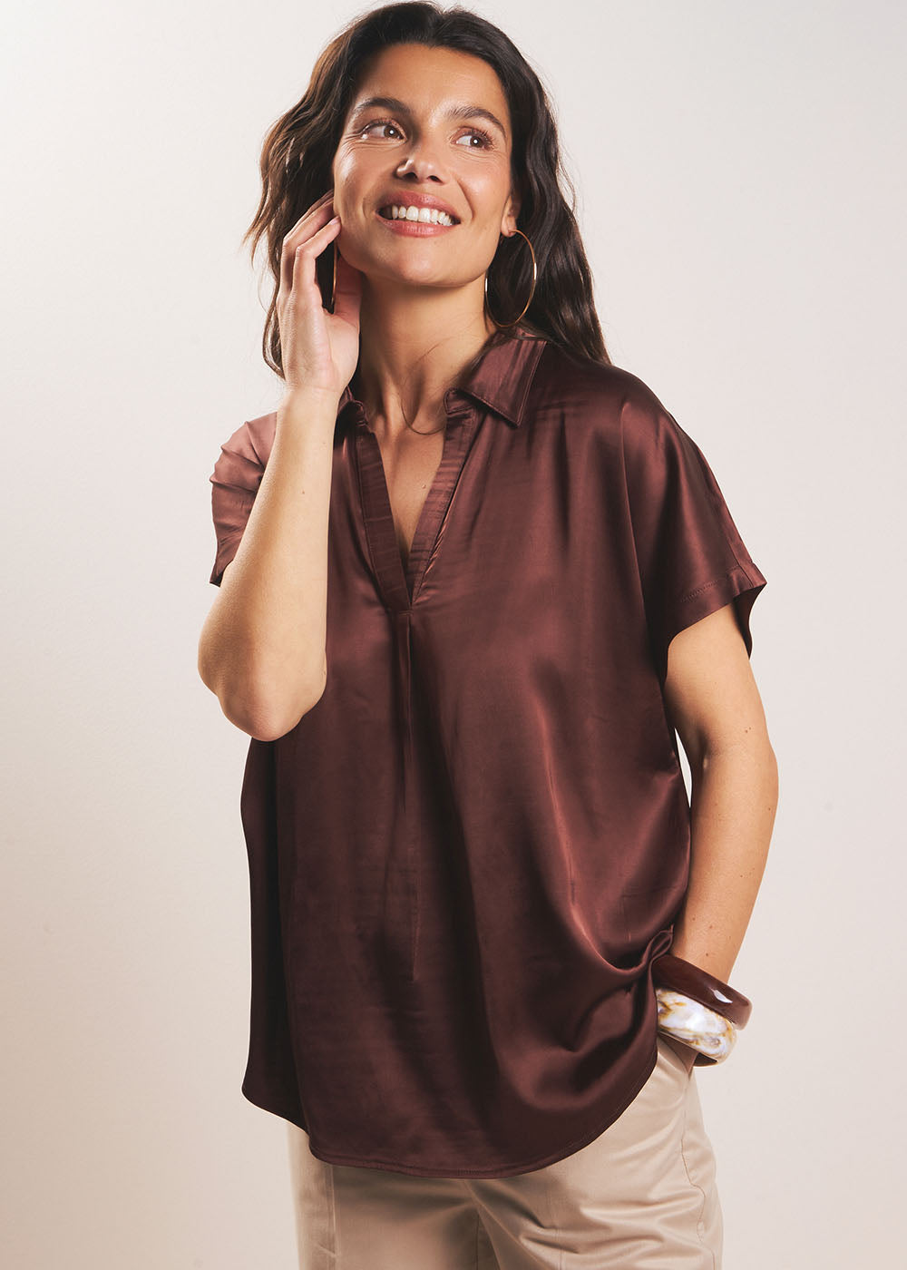 TOSKANO Blouse fluide satinée - 1 - Sud Express - Sud Express