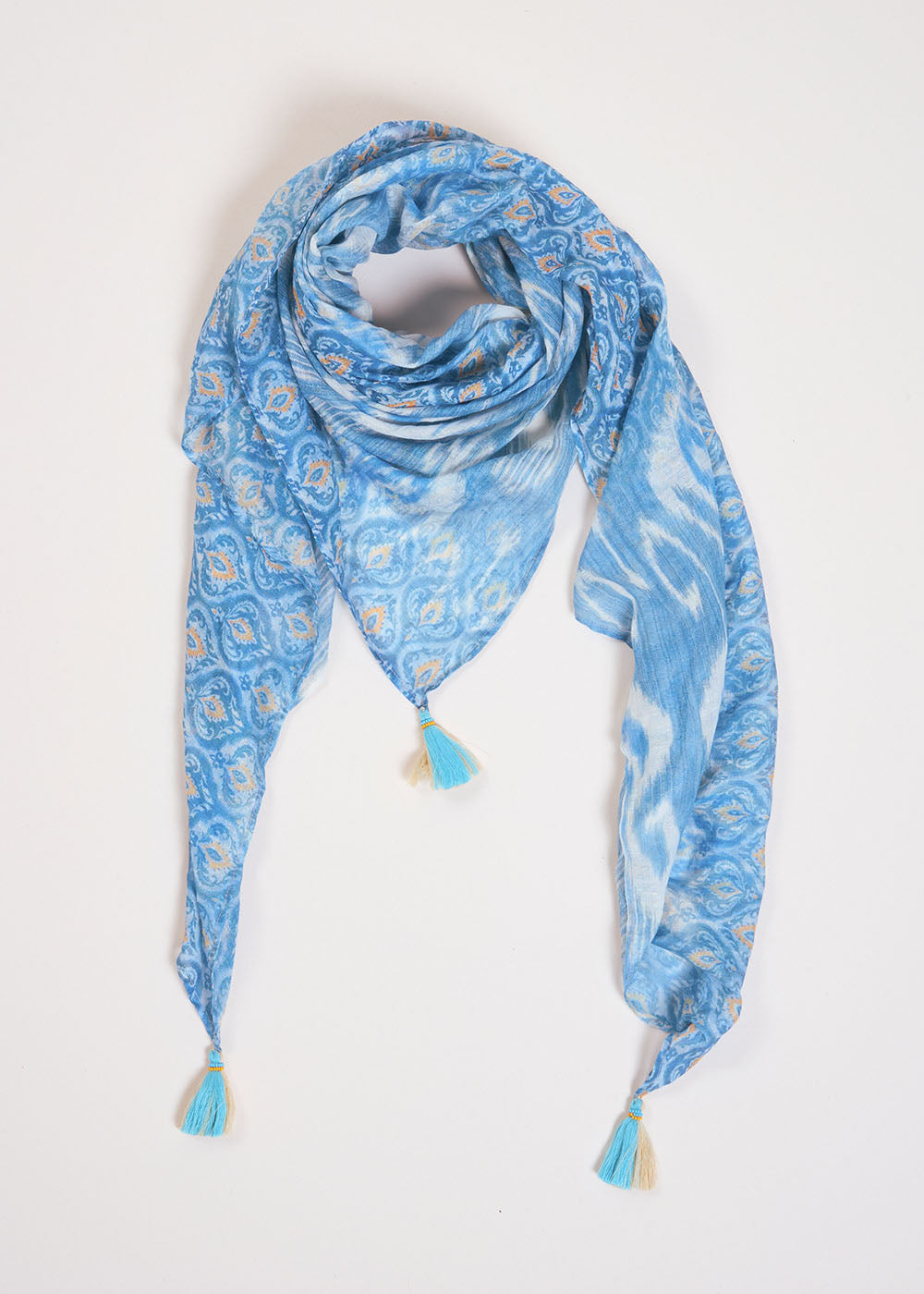 ERYA Foulard carré imprimé à pompons - 1 - Sud Express - Sud Express