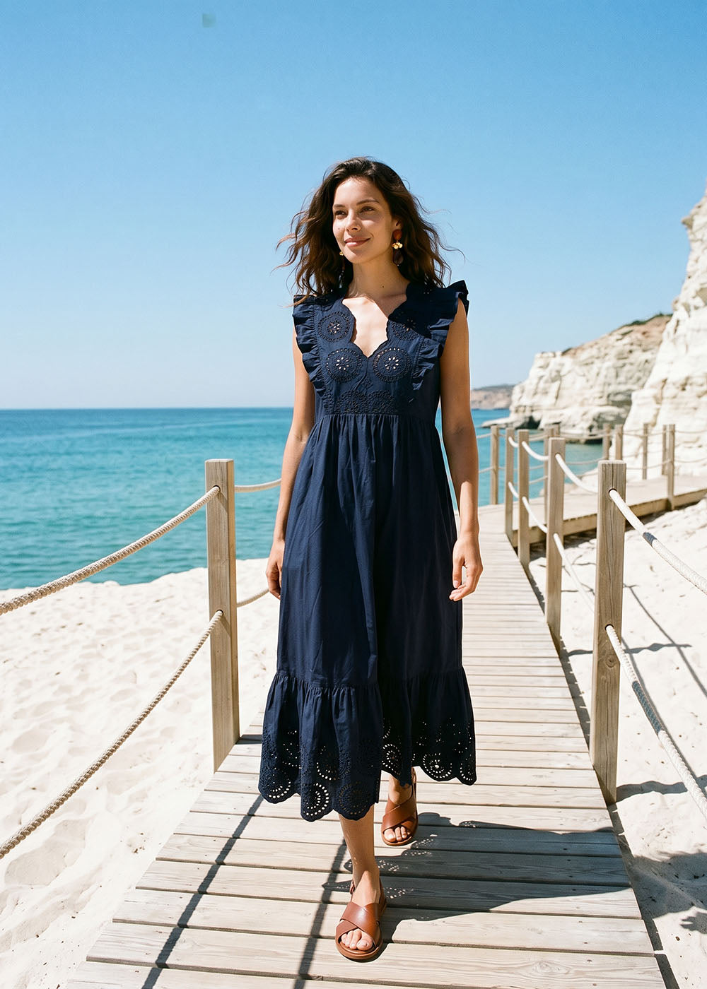 RONELIA Robe longue broderie macramé - 1 - Sud Express - Sud Express