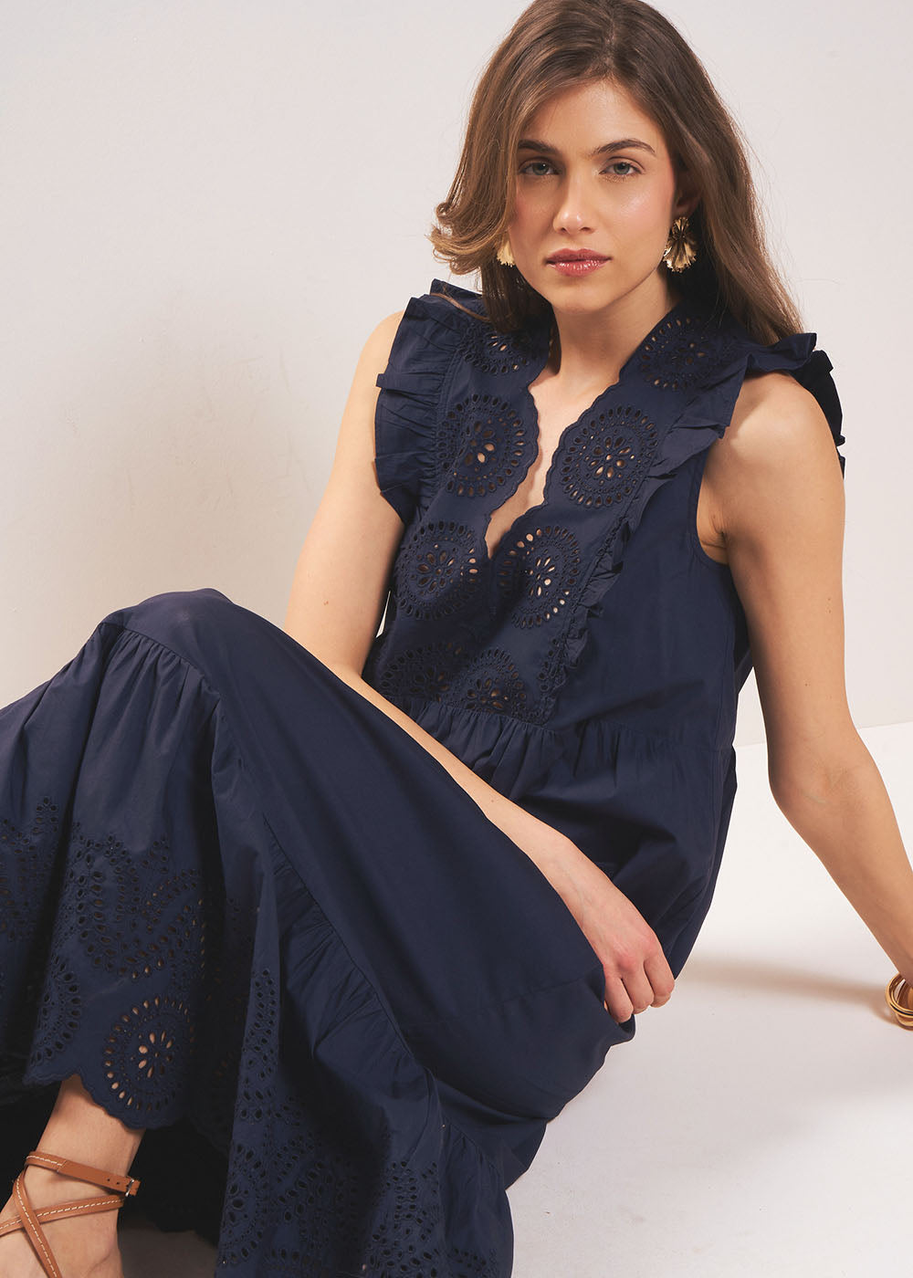 RONELIA Robe longue broderie macramé - 1 - Sud Express - Sud Express