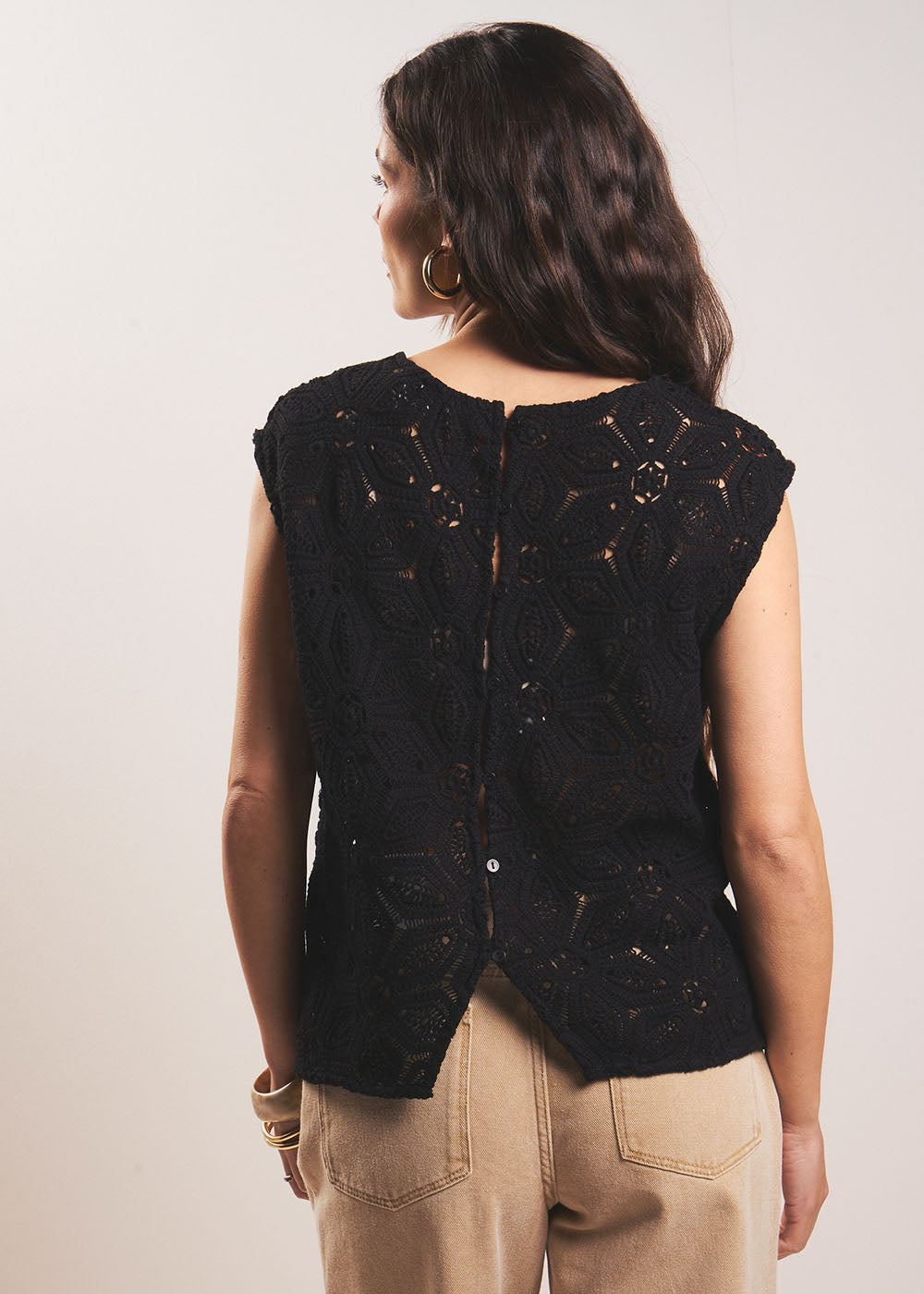 TIMALOU Top en dentelle guipure et dos boutonné - 3 - Sud Express - Sud Express