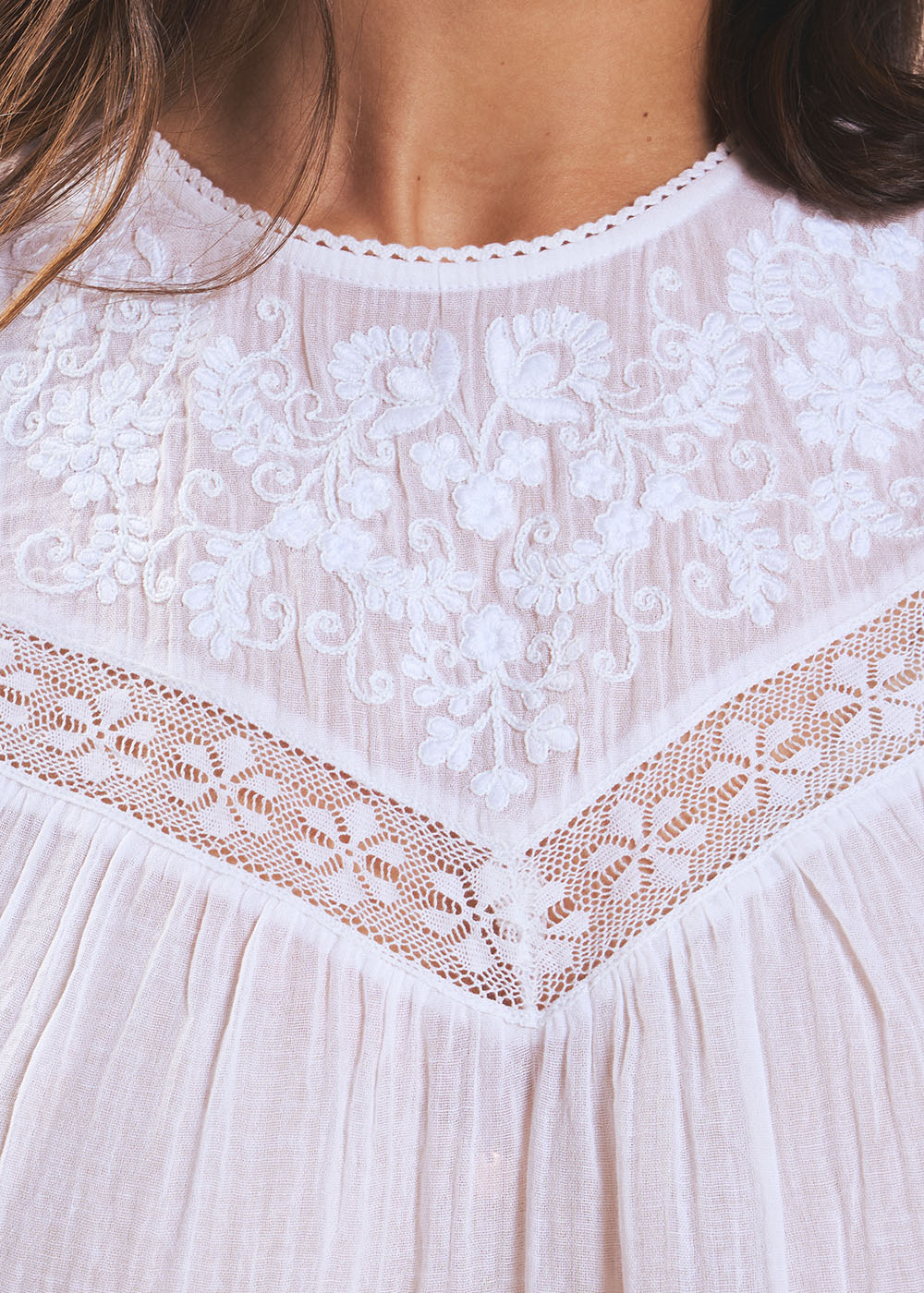 TOLIVIE  Top gaze de coton détails macramé - 2 - Sud Express - Sud Express