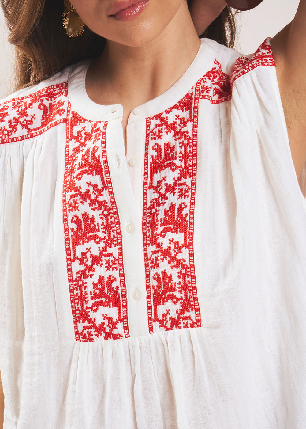 TAMILO Blouse brodée en gaze de coton - 2 - Sud Express - Sud Express