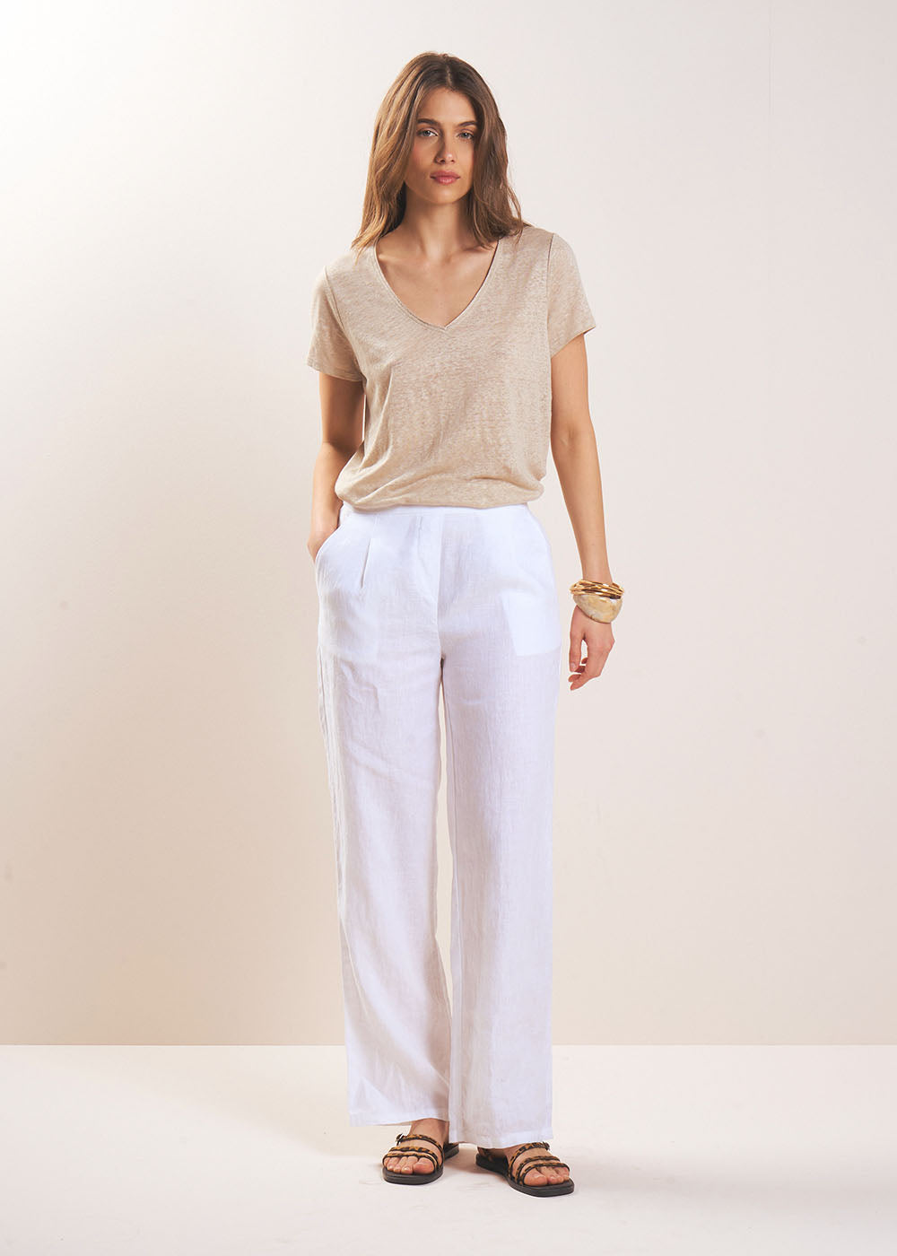 PASKO Pantalon en lin jambe droite - 1 - Sud Express - Sud Express