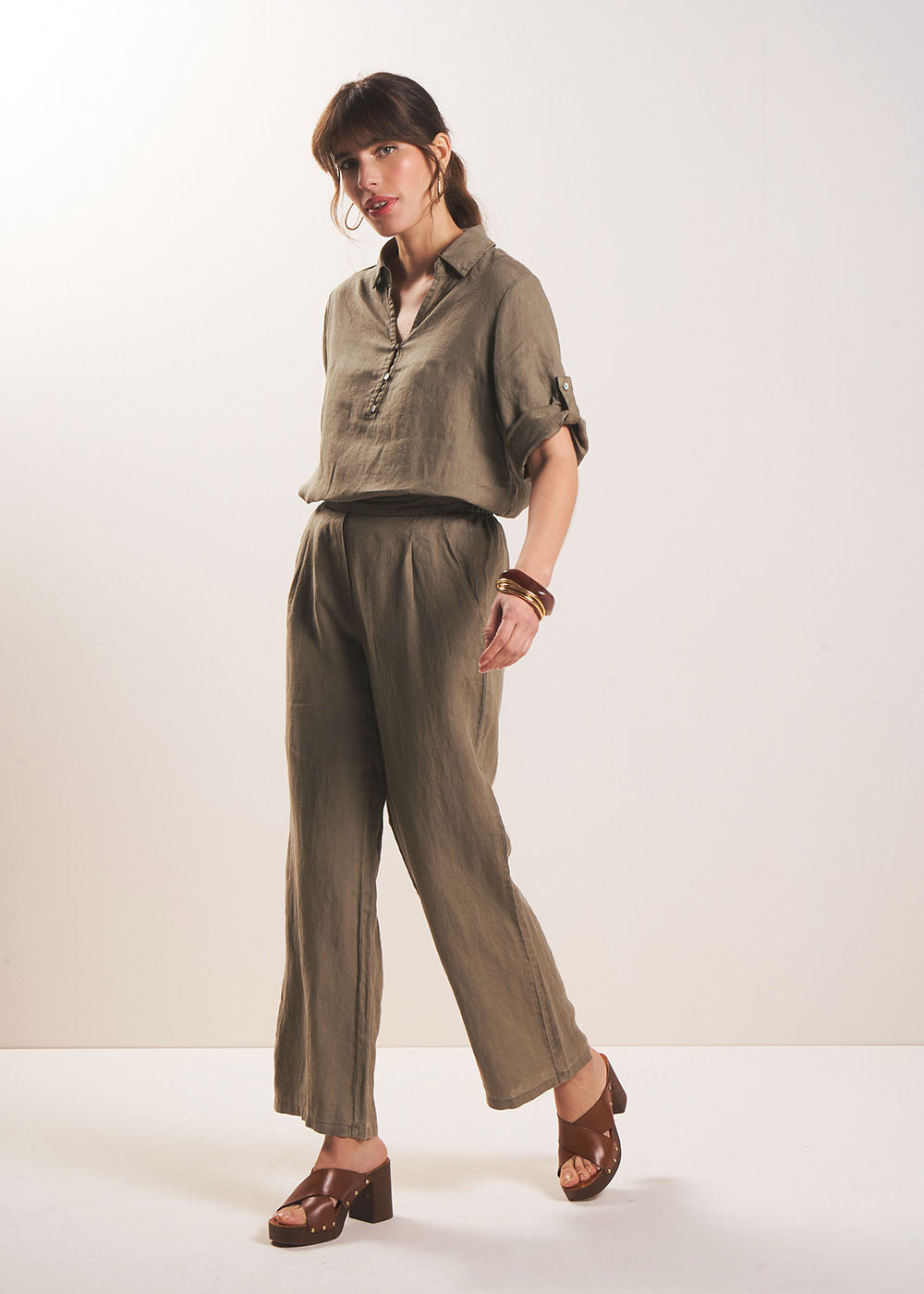 Pantalon en lin jambe droite - Sud Express - 1 - Sud Express