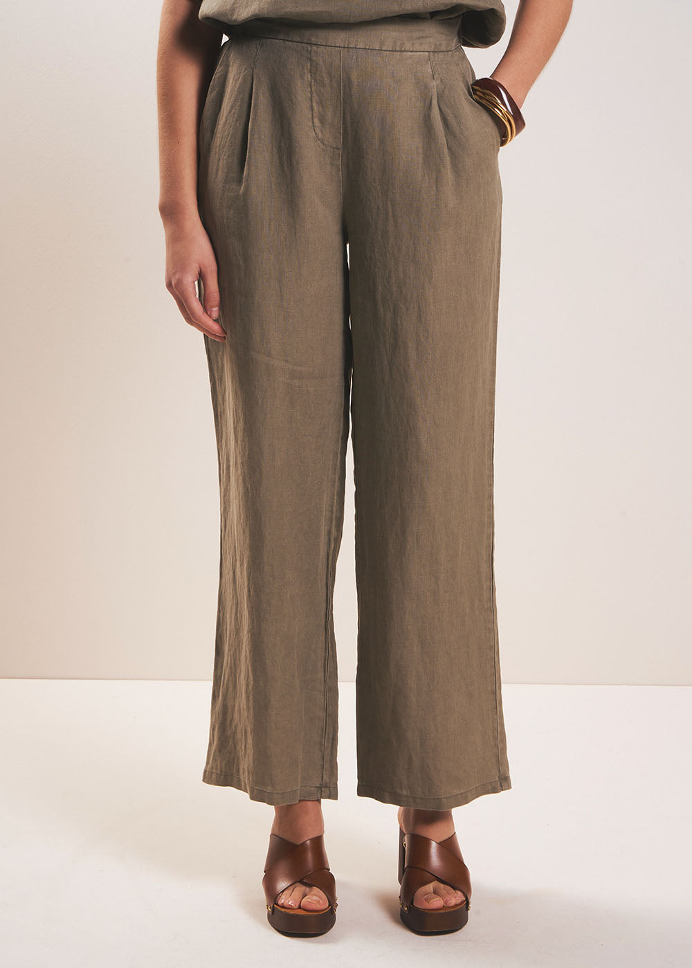 Pantalon en lin jambe droite - Sud Express - 5 - Sud Express