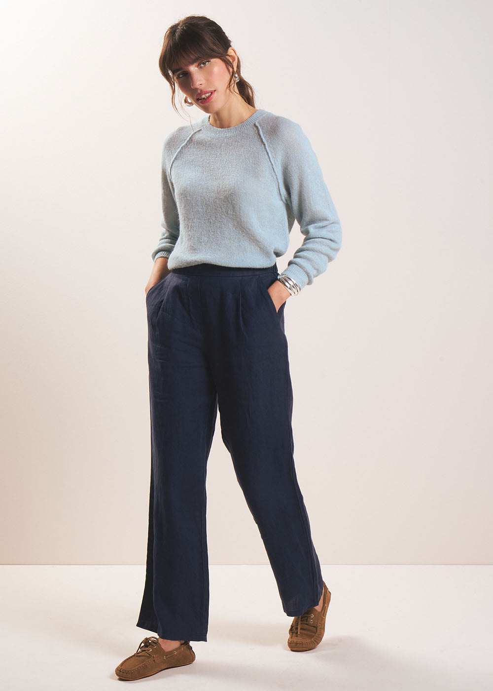 PASKO Pantalon en lin jambe droite - 1 - Sud Express - Sud Express
