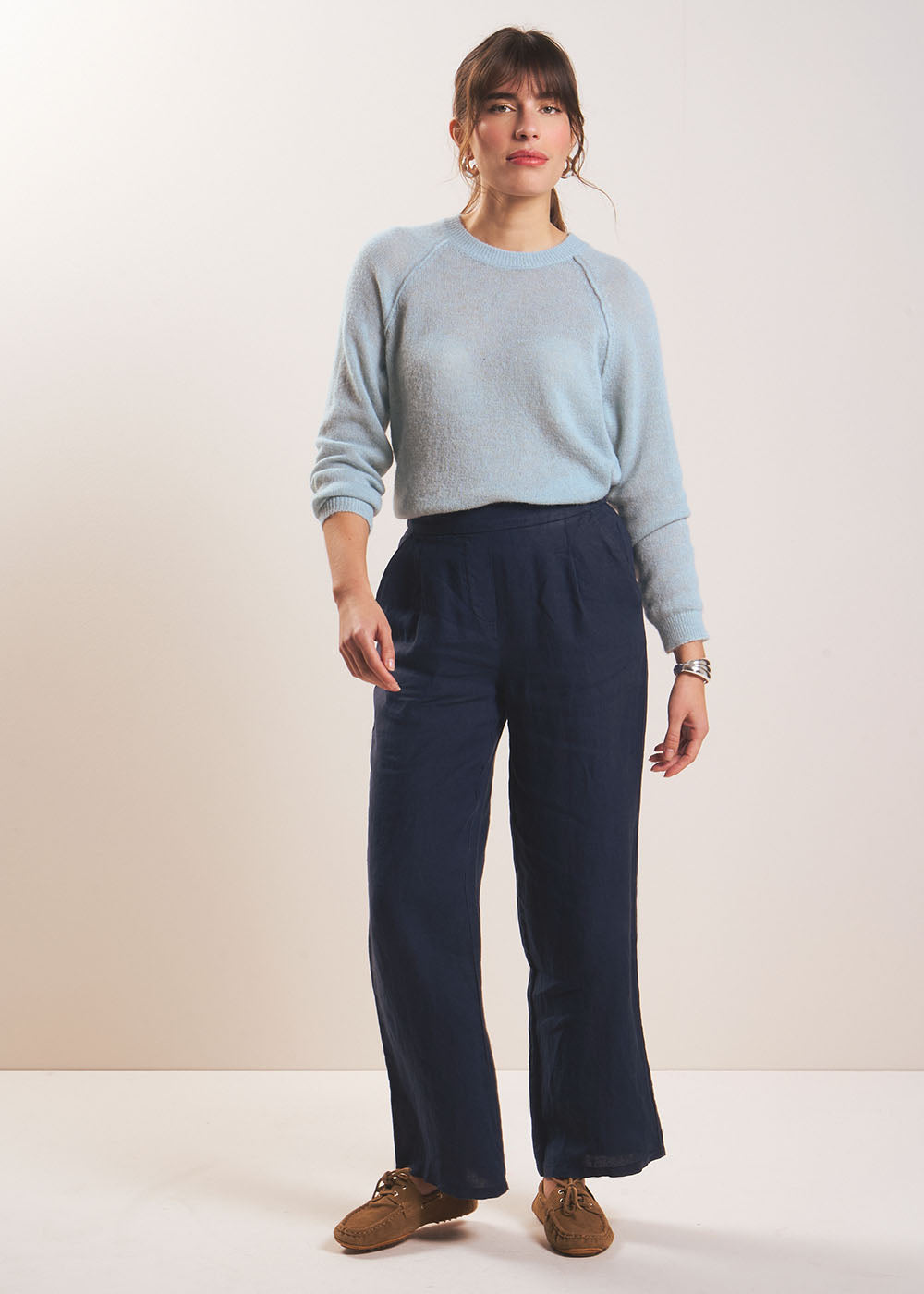 Pantalon en lin jambe droite - Sud Express - 5 - Sud Express