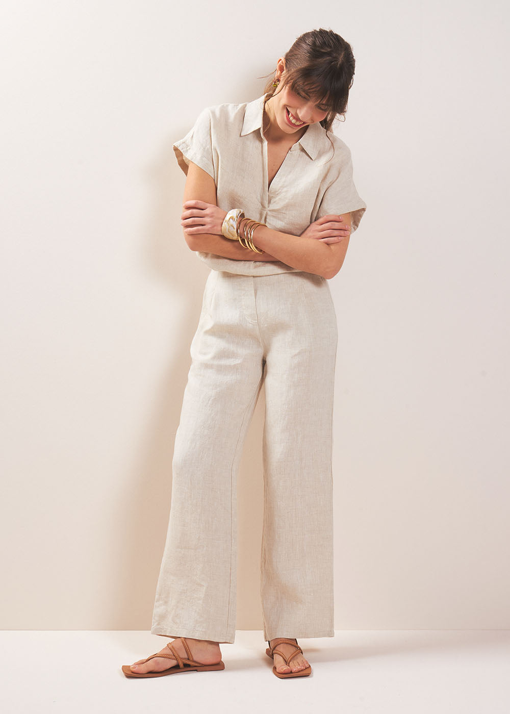Pantalon en lin jambe droite - Sud Express - 5 - Sud Express
